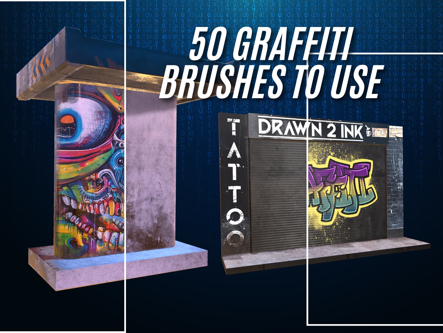 3D Graffiti Procreate Set – 5 Realistic Models & 50 Spray Paint Brushes