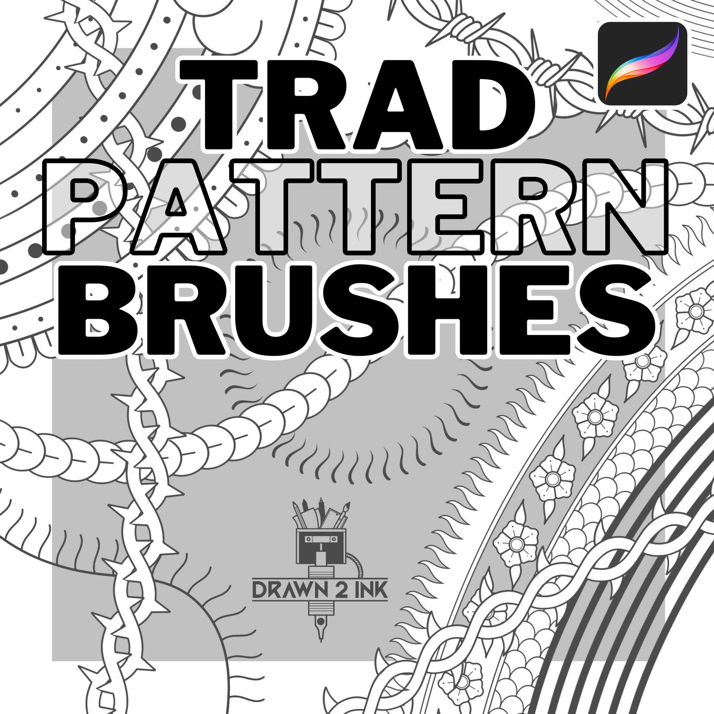 25 Traditional Tattoo Pattern Brushes for Procreate – Seamless moveable Patterns, perfect for tattoo designs