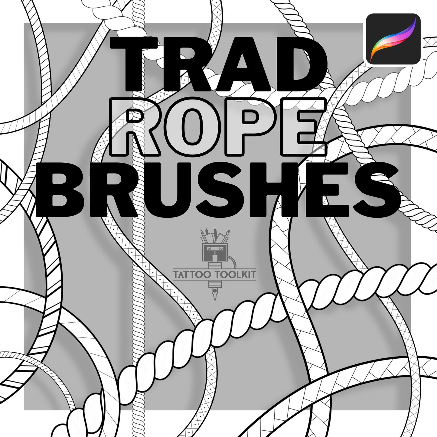 20 Seamless Traditional Rope Brushes for Procreate – No Overlap, Perfect for Any Design