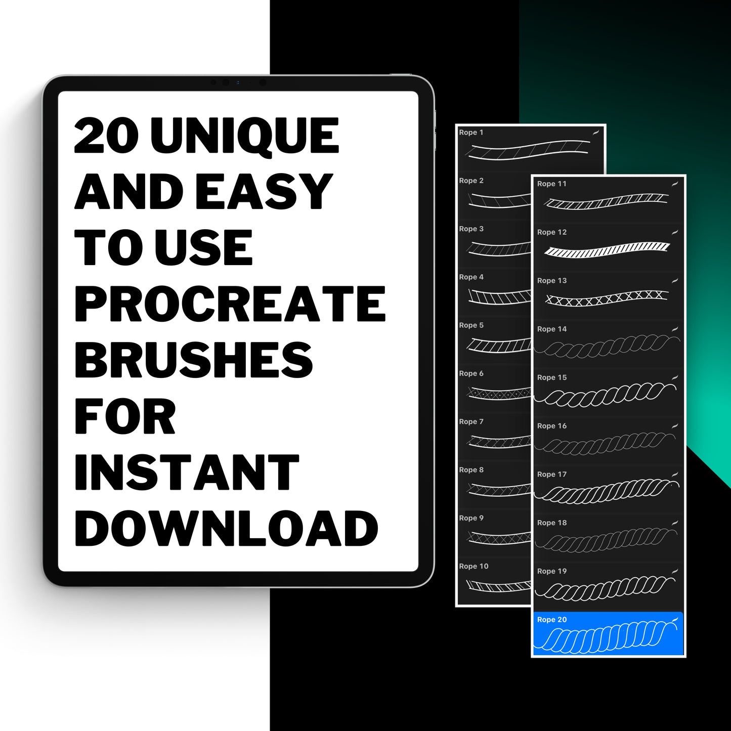 20 Seamless Traditional Rope Brushes for Procreate – No Overlap, Perfect for Any Design