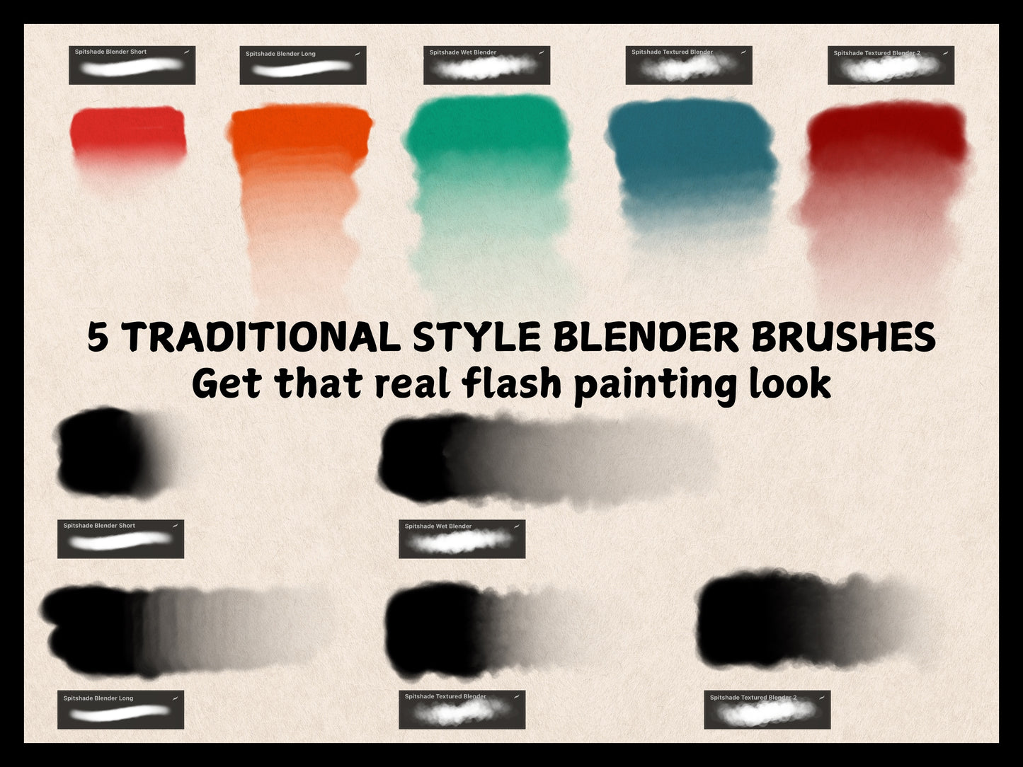 The Ultimate Spitshading Set – Procreate Brushes, Paper Textures, and Color Palettes for Traditional Tattoo Flash, watercolor and shading