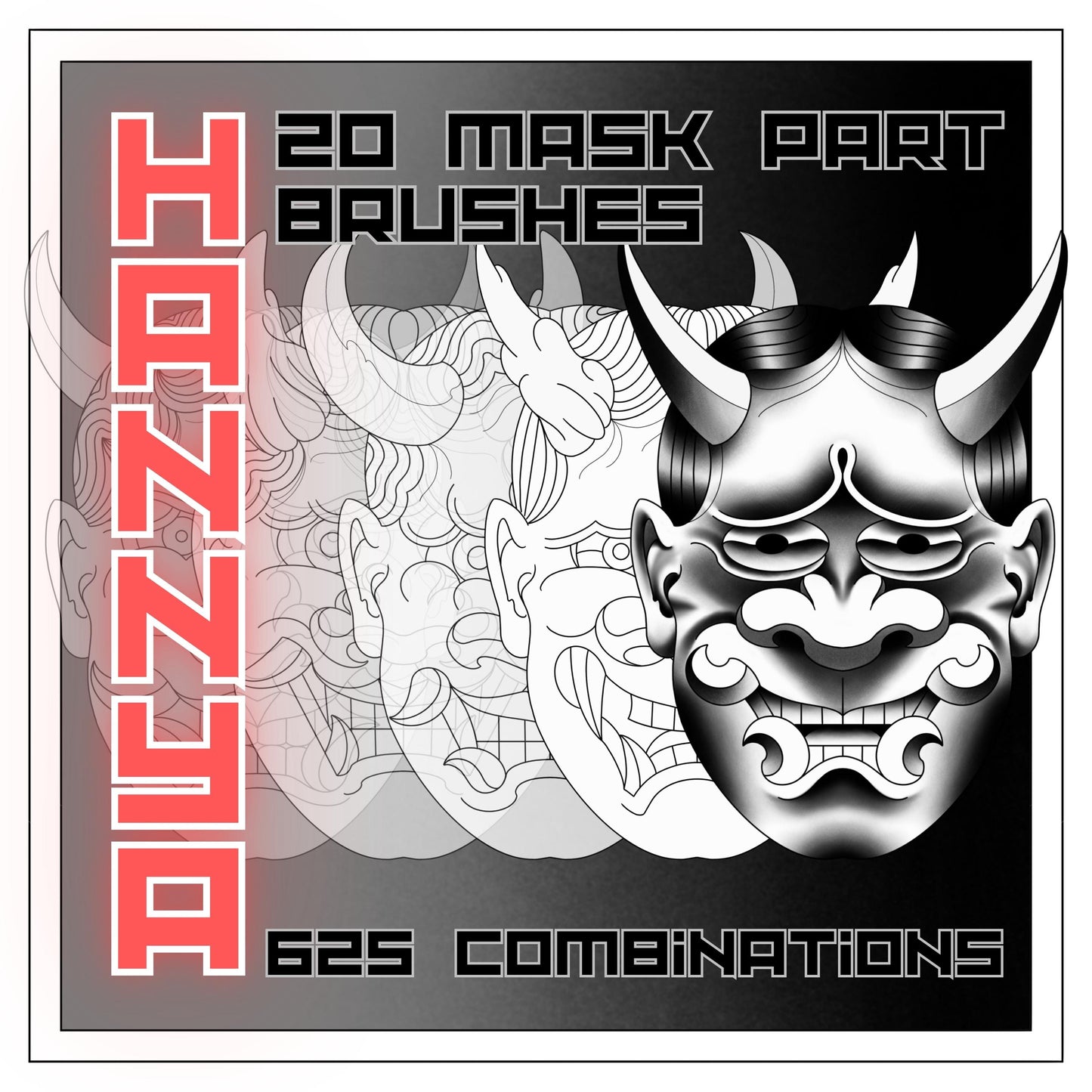 Hannya Builder for Procreate – 20 Brushes, 625 Combinations