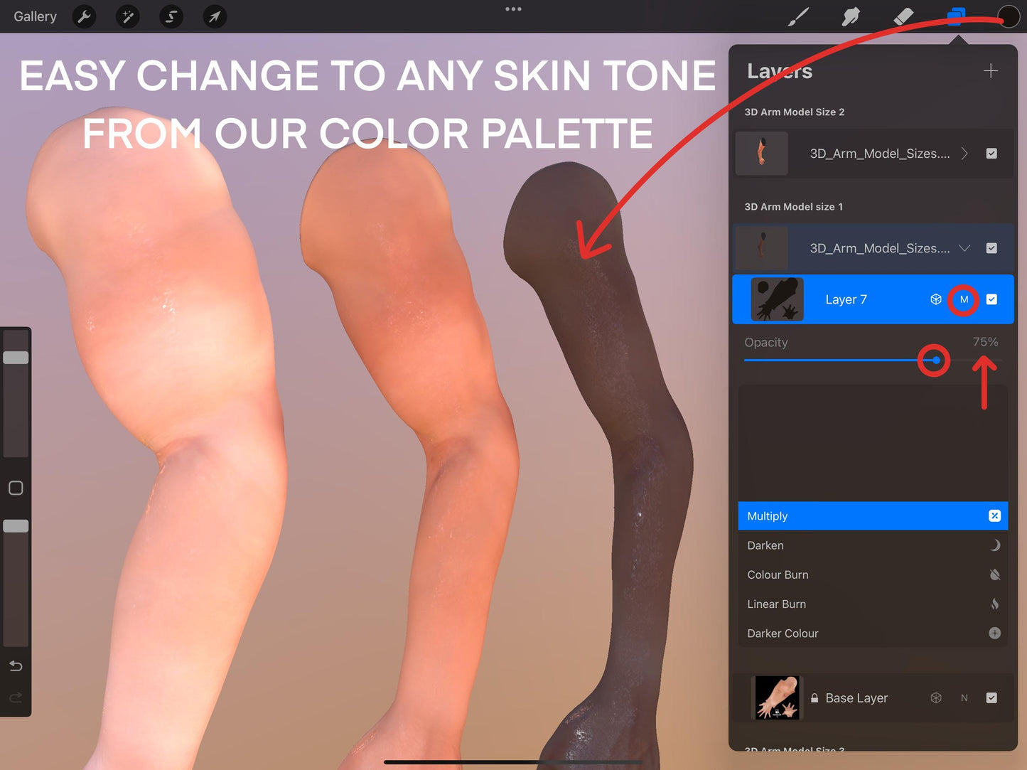 70 Procreate 3D Tattoo Arm Models: Male & Female 4K (Digital Download)