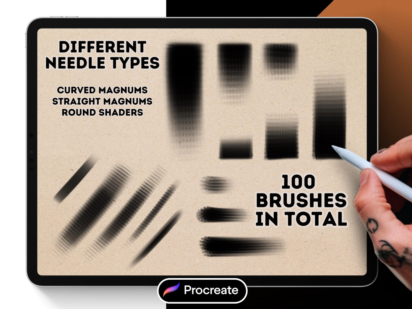 100 Procreate Whip Shading Tattoo Brushes –(Digital Download)