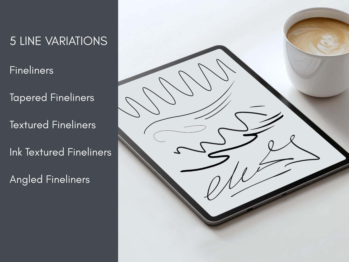 70 Fineliner Procreate Brushes: Tapered, Textured, Angled and Fix sizes