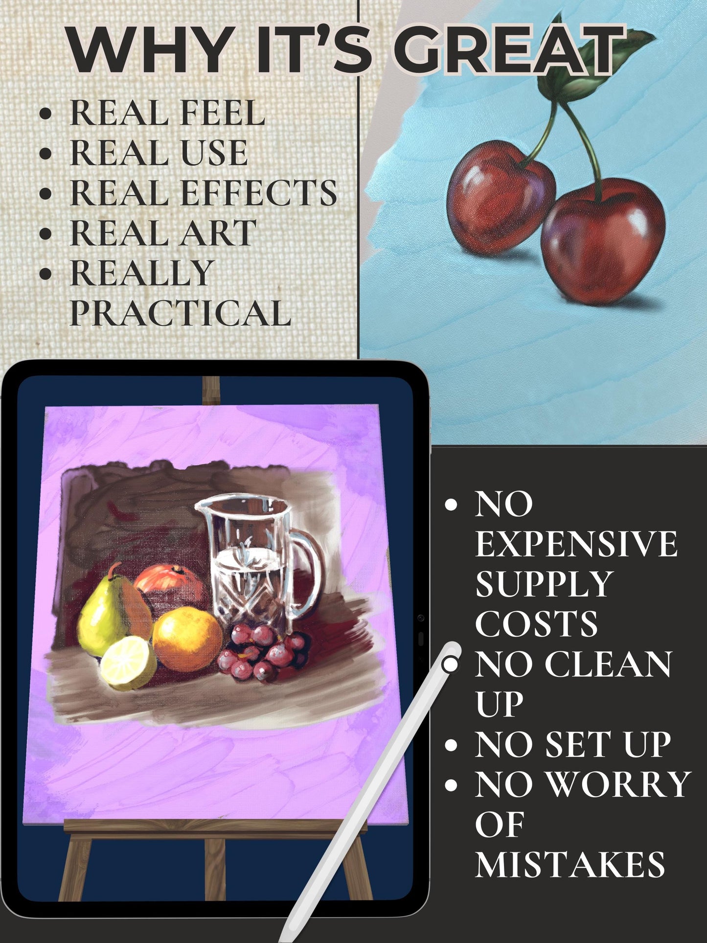 3D Oil Painting Studio for Procreate: Realistic Canvas & Brushes