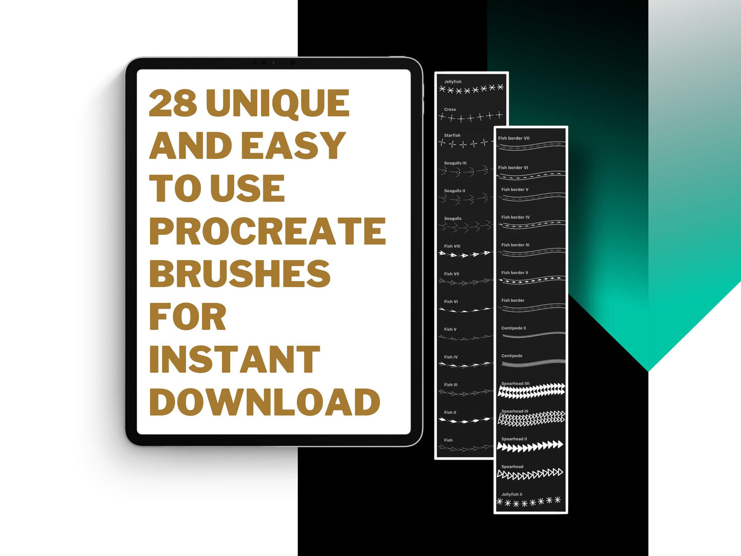 Polynesian Repeater Brush Set for Procreate – 28 Tribal Pattern Brushes for Tattoo Design & Linework