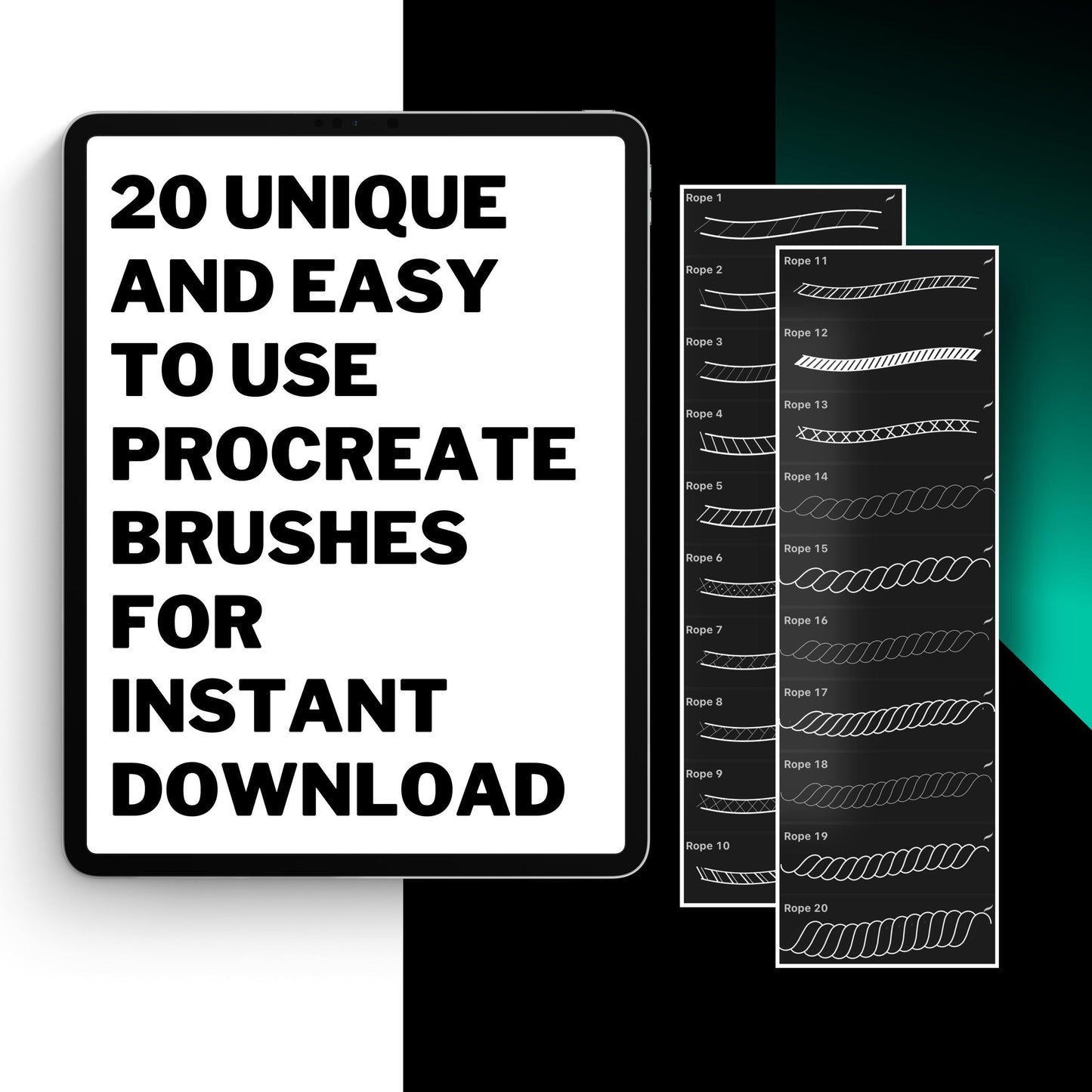Seamless Rope Brushes for Procreate: Traditional Design Set (Digital Download)