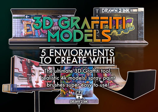 3D Graffiti Procreate Set – 5 Realistic Models & 50 Spray Paint Brushes