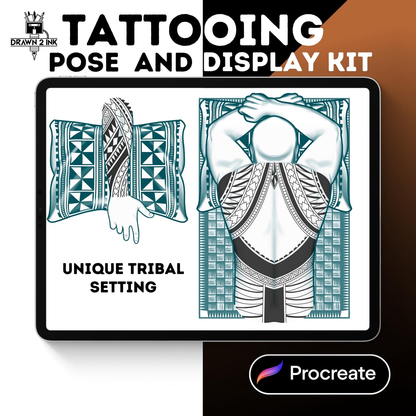 Tattoo Pose & Display Kit: 26 Procreate Stamps
