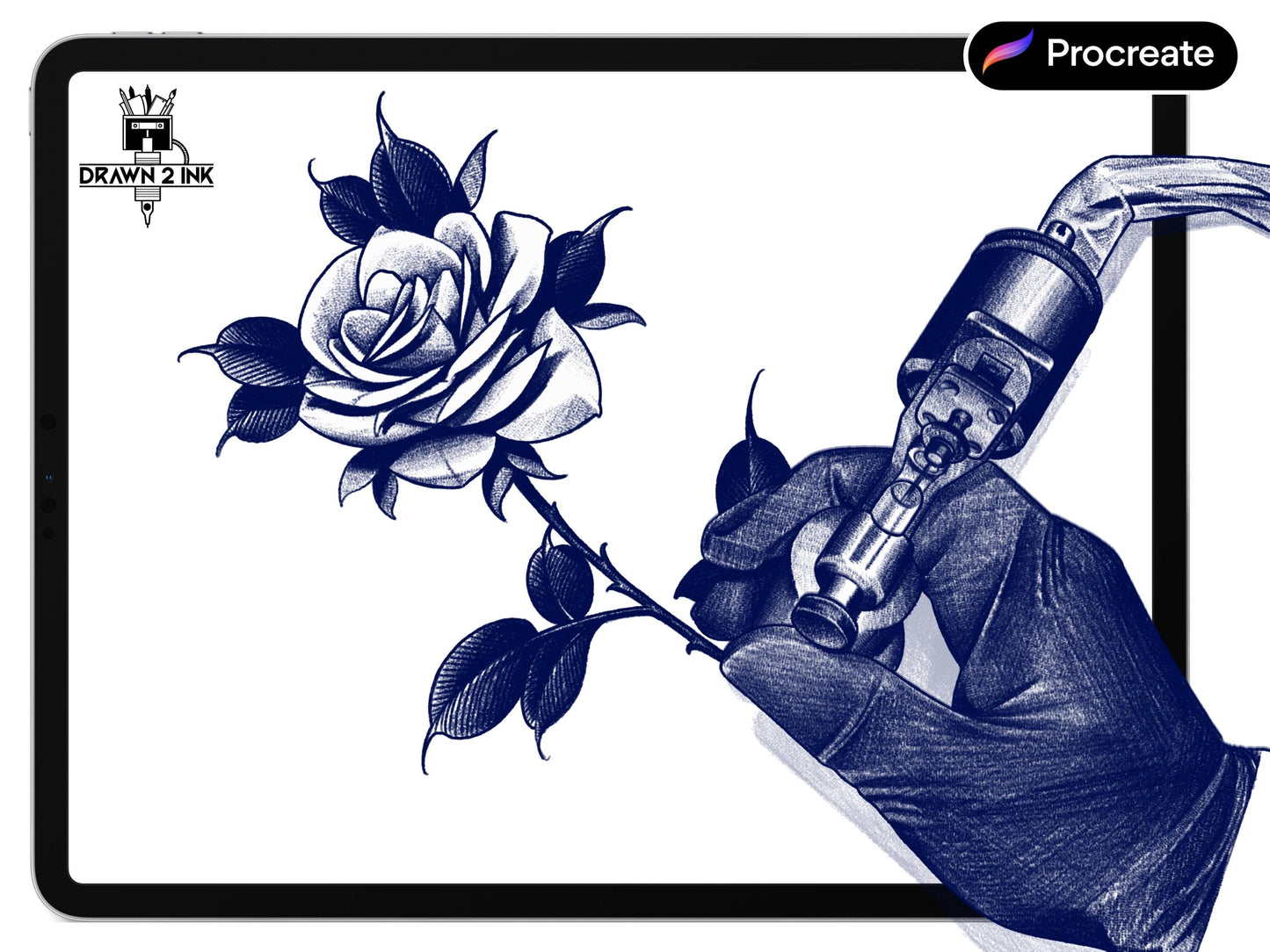 Realistic Biro Procreate Brush Set: Ink Palette, Paper Textures