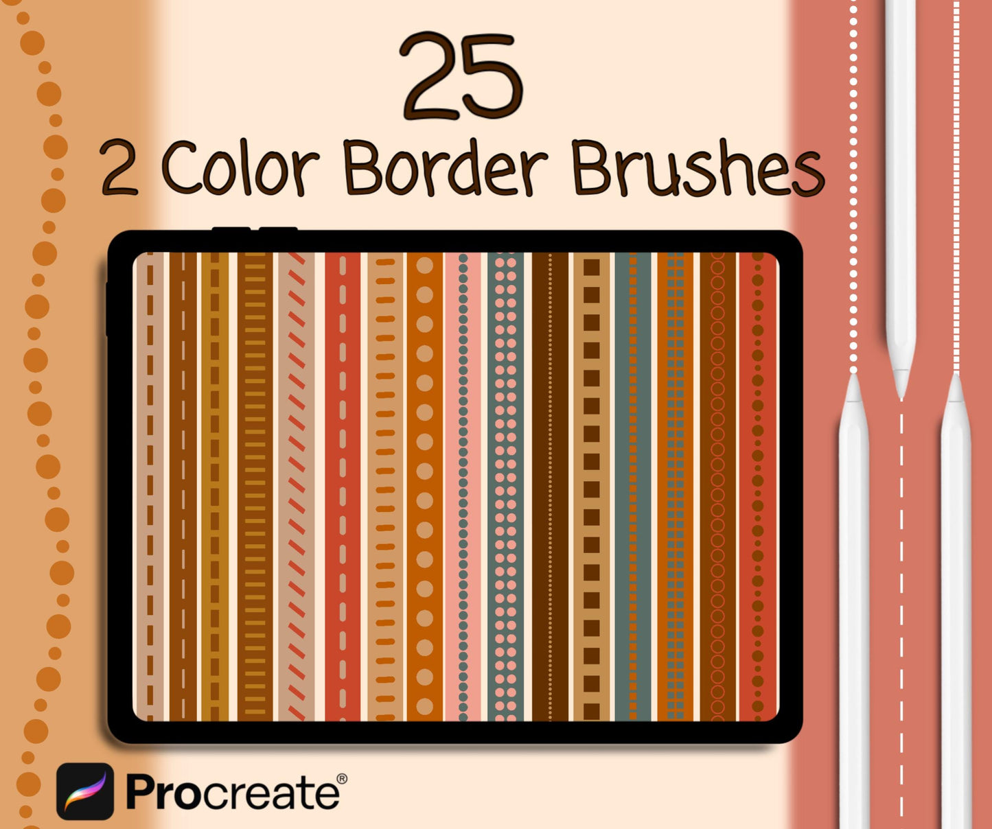 70 Dots and Dashes Procreate Brushes: Line Pattern Brush Set