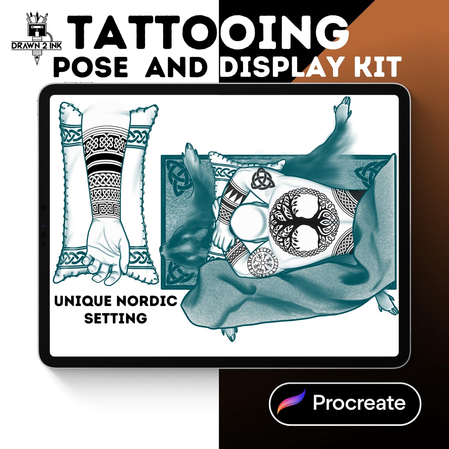 Tattoo Pose & Display Kit: 26 Procreate Stamps