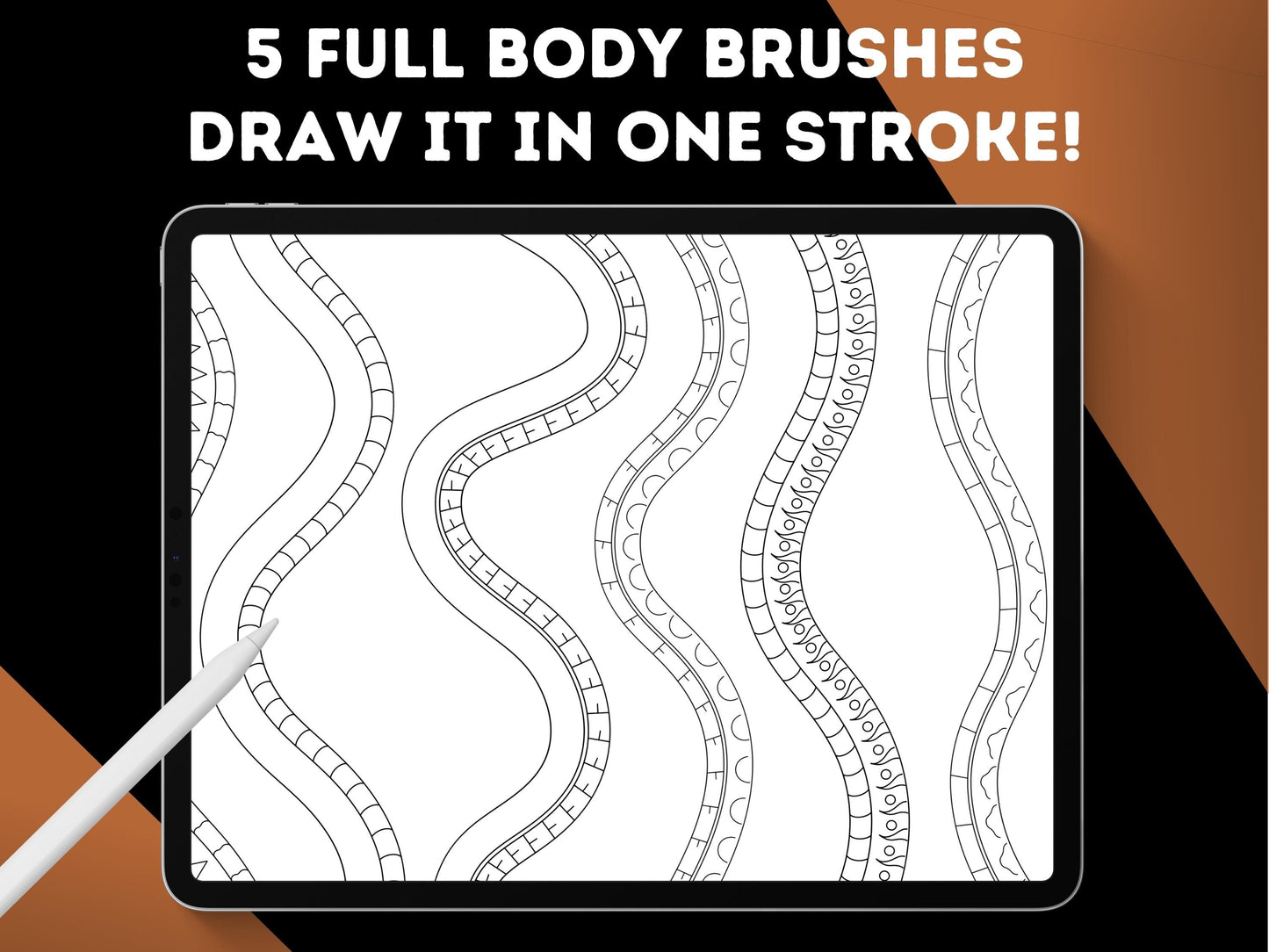 50 Traditional Snake Tattoo Procreate Brushes: Liners, Shaders, Patterns