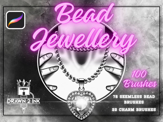 Bead Jewelry Procreate Brush Set – 100 Bead & Charm Brushes for Seamless Designs