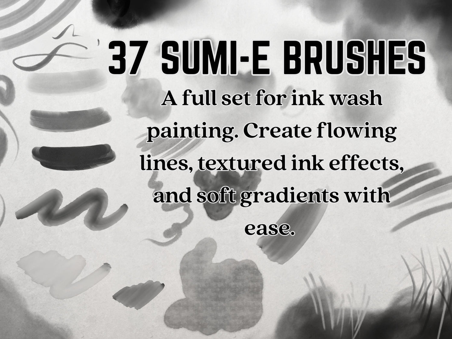 50 Shodō & Sumi-e Procreate Brushes: Japanese painting and Calligraphy Brush set