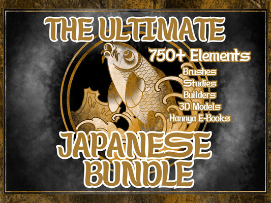 Japanese Tattoo Procreate Bundle: 750+ Irezumi Brushes, 3D Models & Guides