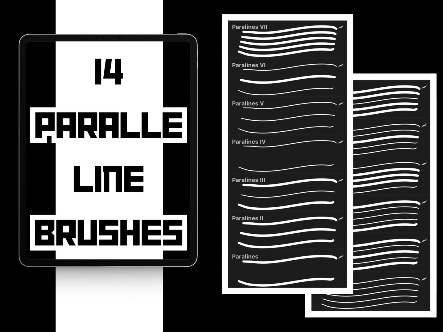 Procreate Parallel Line Brush Set – 14 Clean Multi-Line Brushes for Drawing & Design