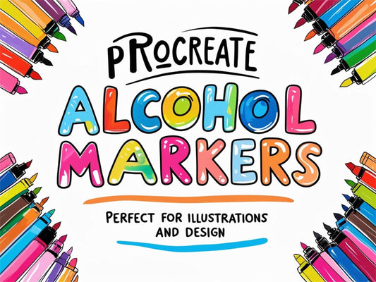Realistic Procreate Alcohol Markers Brush Set with Paper Textures & Color Palettes