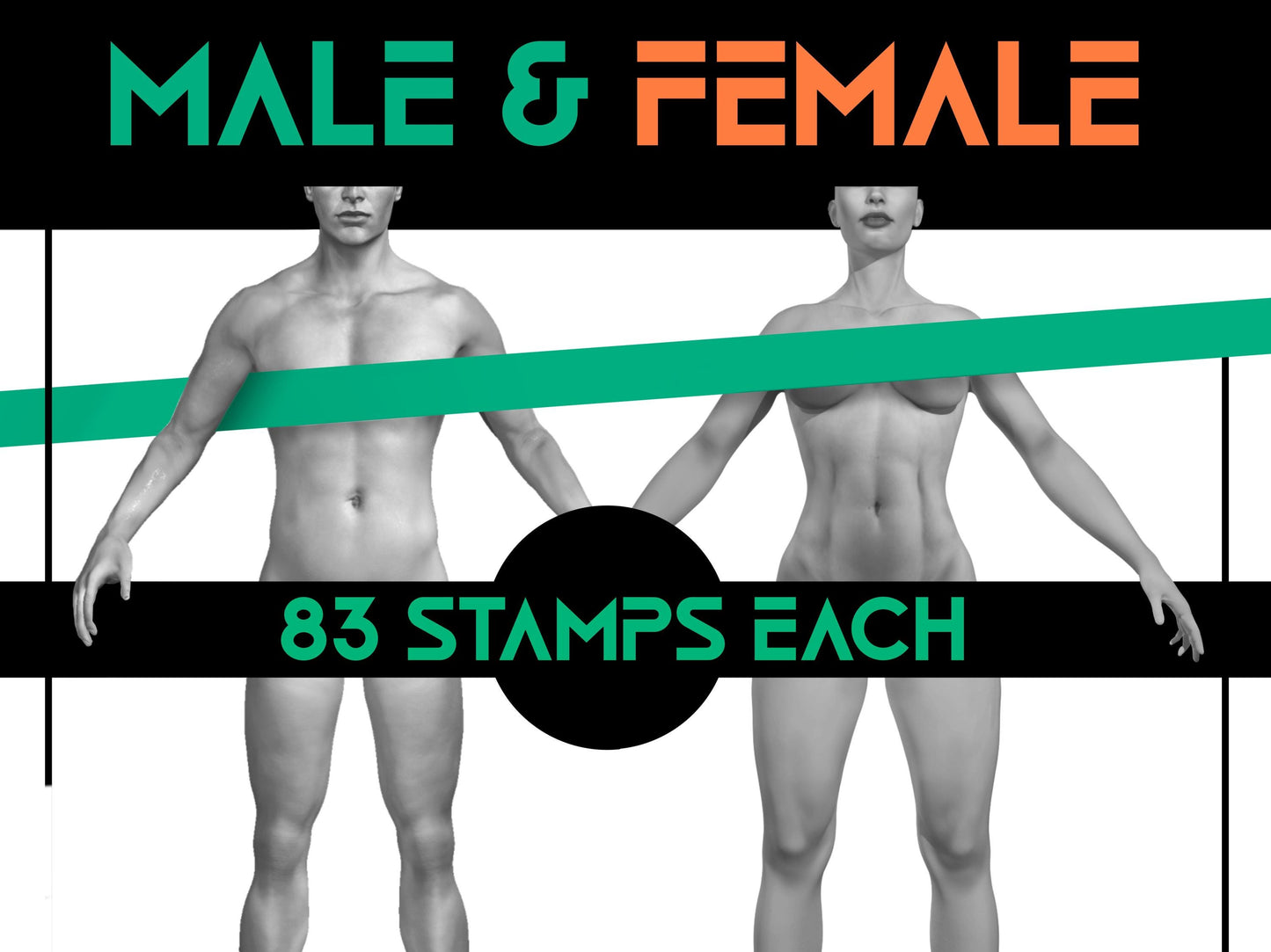 Procreate Body Stamps: Tattoo Placement & Design (166 Male/Female)