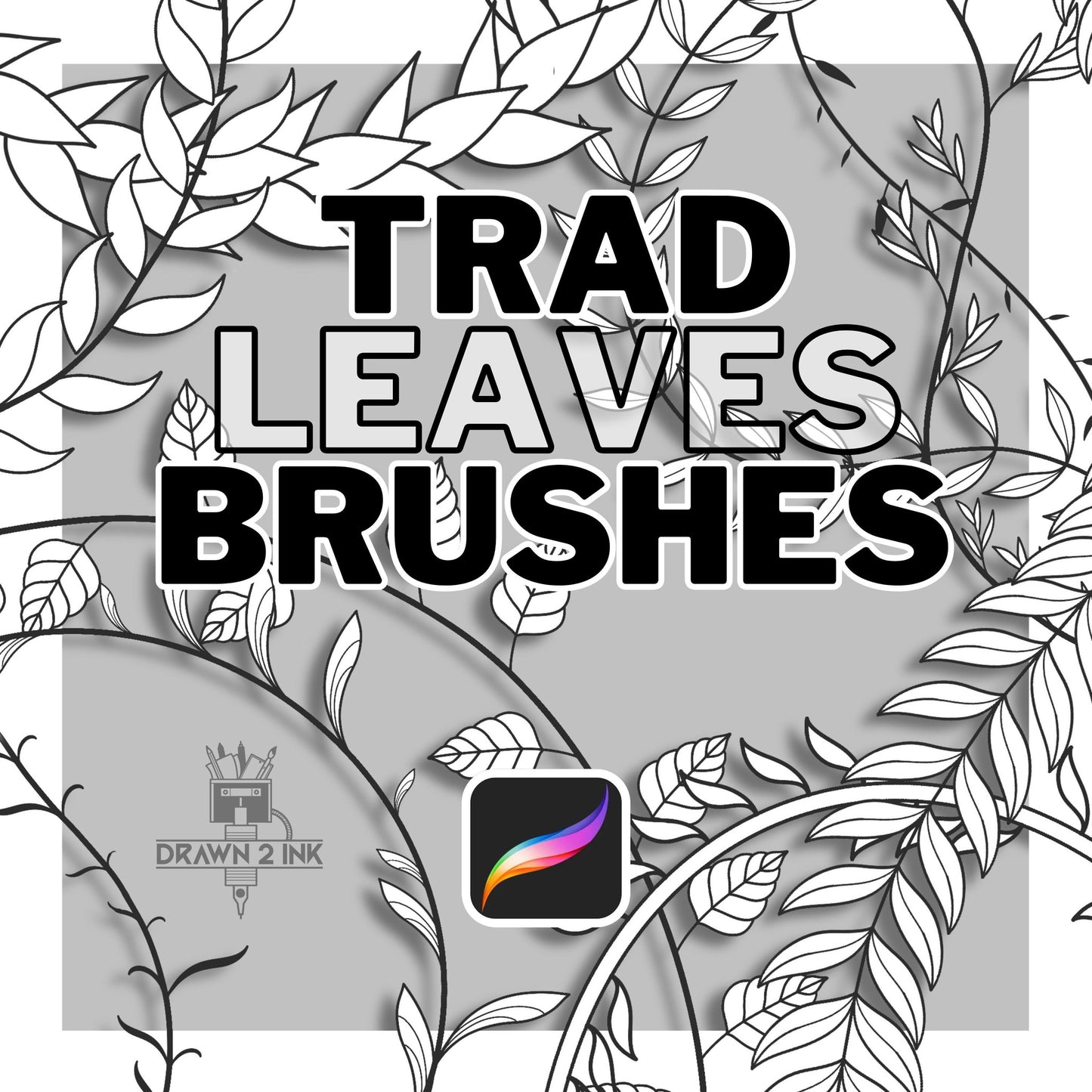 Leaf Pattern Procreate Brushes: Botanical Tattoo Design (Digital Download .brushset)
