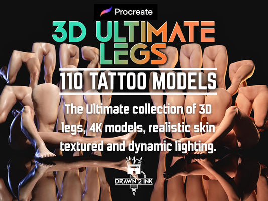 ULTIMATE 110 3D Leg Models-Perfect for Tattoo placement, designing with realistic 4K skin textures