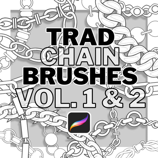 40 Seamless Traditional Chain Brushes for Procreate- Chain Set vol.1 & 2 Bundle