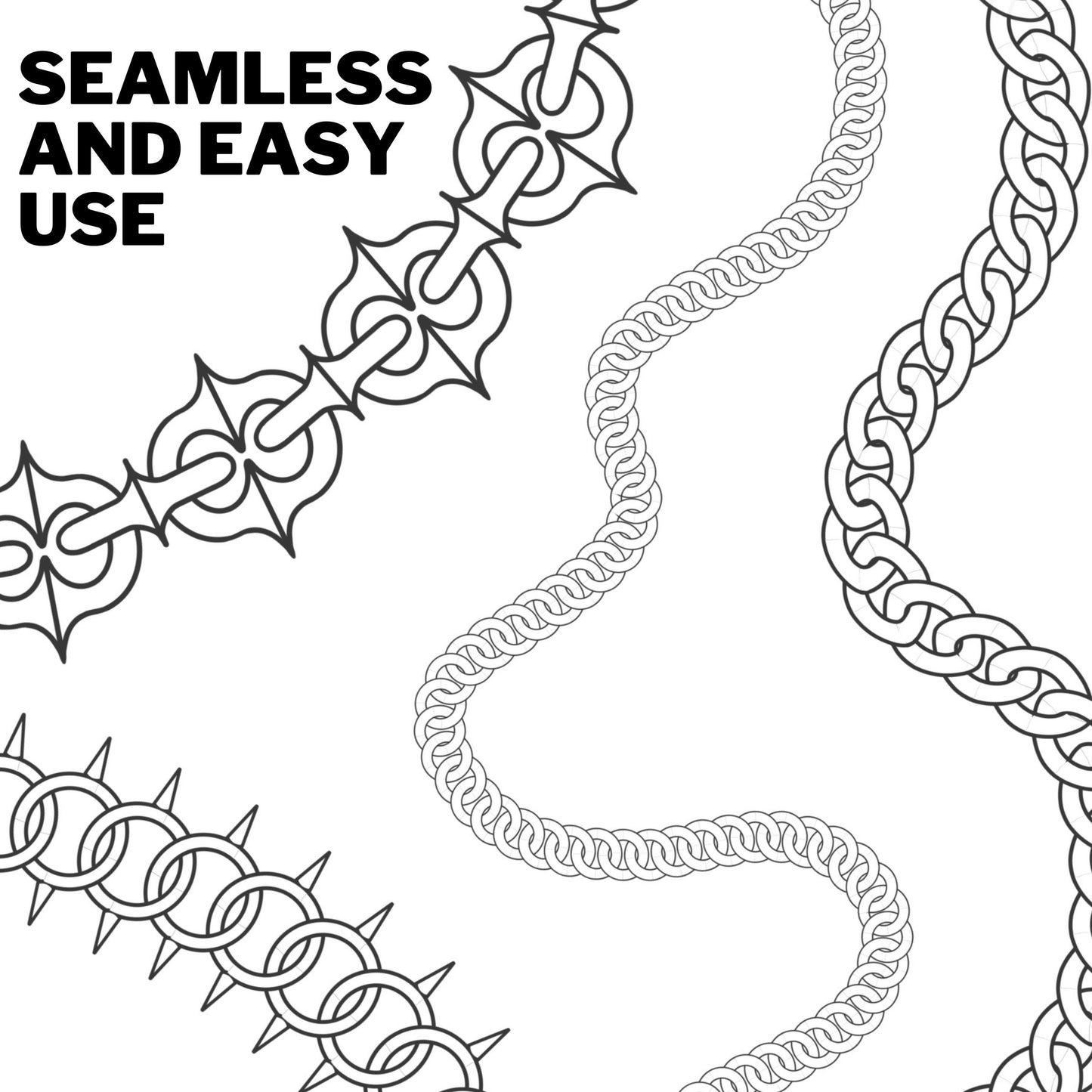 40 Seamless Traditional Chain Brushes for Procreate- Chain Set vol.1 & 2 Bundle