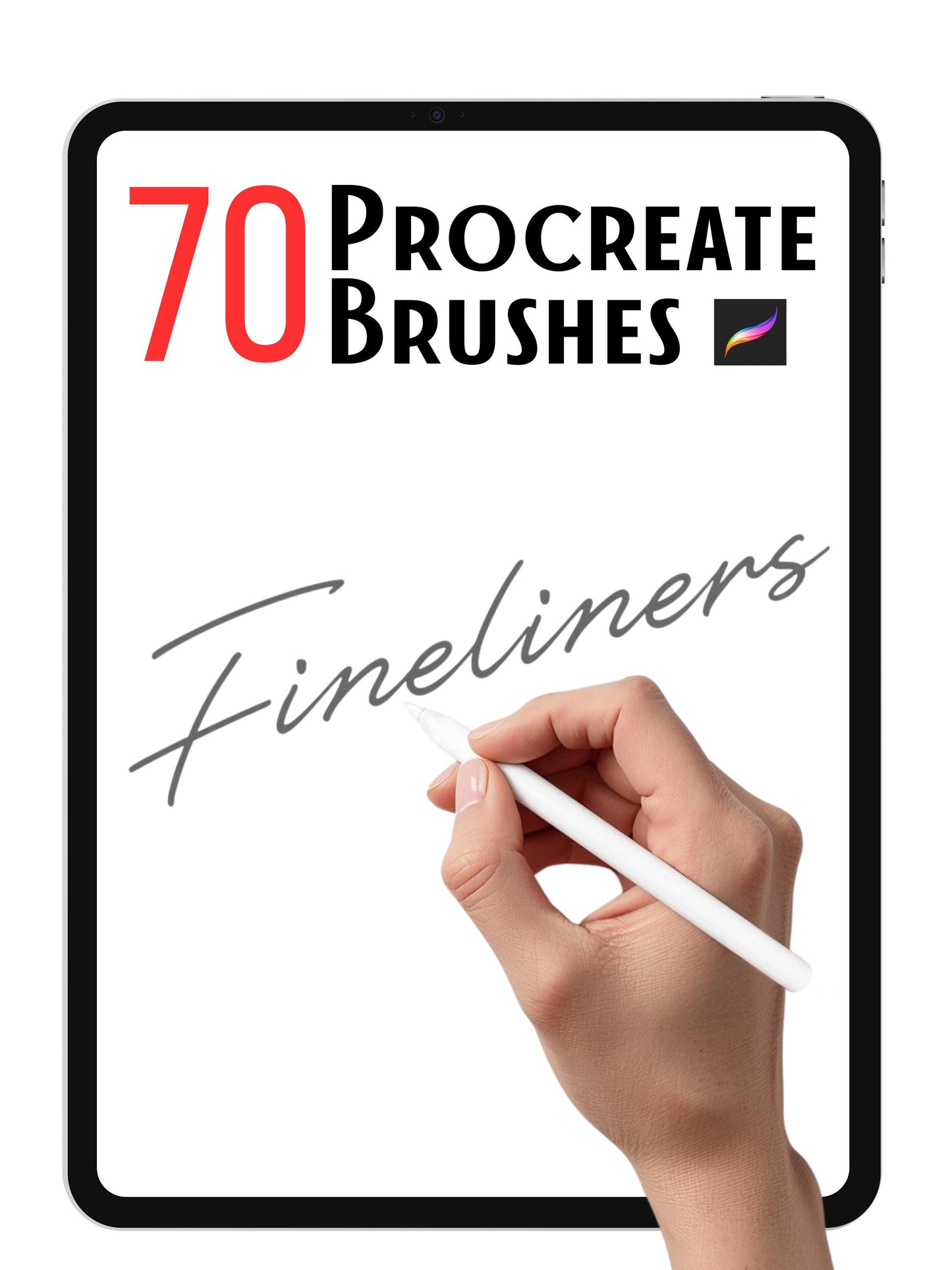 70 Fineliner Procreate Brushes: Tapered, Textured, Angled and Fix sizes