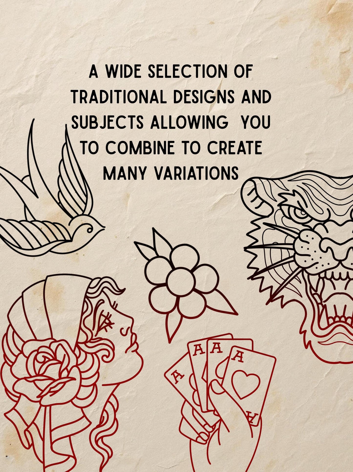 50 American Traditional Tattoo Procreate Stamps: Flash Art Brushset (+Paper Textures)