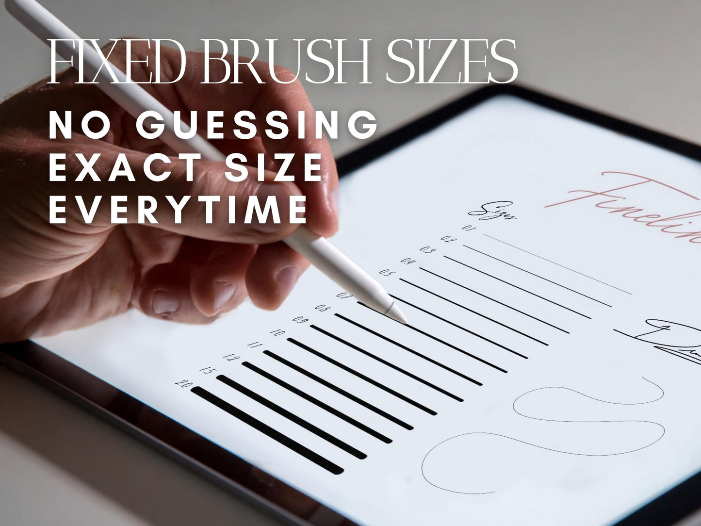 70 Fineliner Procreate Brushes: Tapered, Textured, Angled and Fix sizes