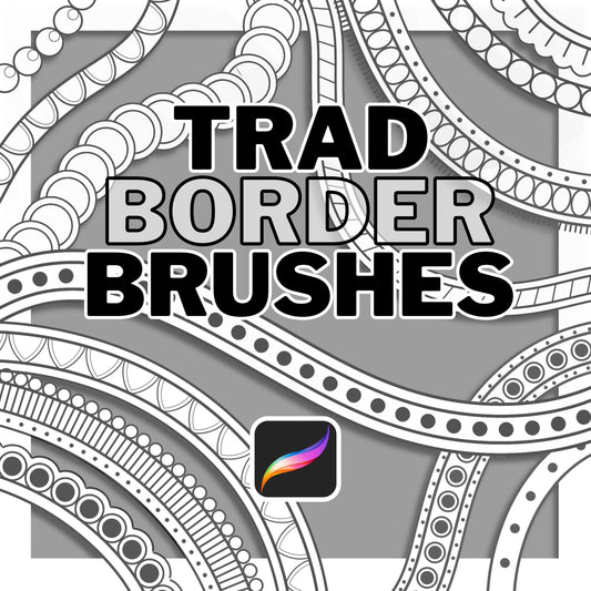25 Seamless Traditional Border Brushes for Procreate
