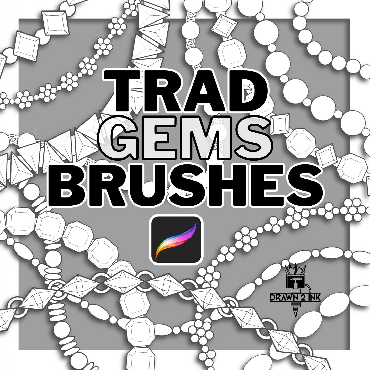 20 Seamless Jewellery chain Brushes for Procreate: repeater brush Set (Digital Download)
