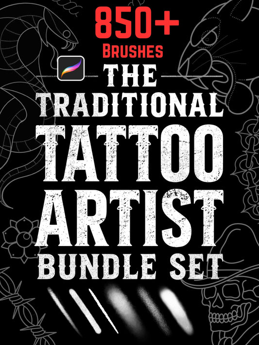 The Ultimate Traditional Tattoo Artist Procreate Bundle: 850+ Brushes(16 Sets)