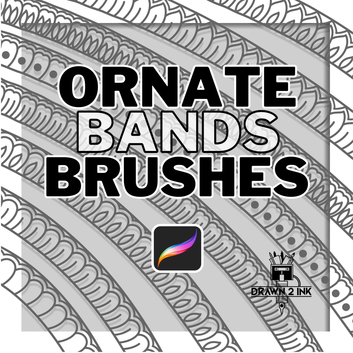 Seamless Ornate Bands for Procreate: 34 repeating Patterns