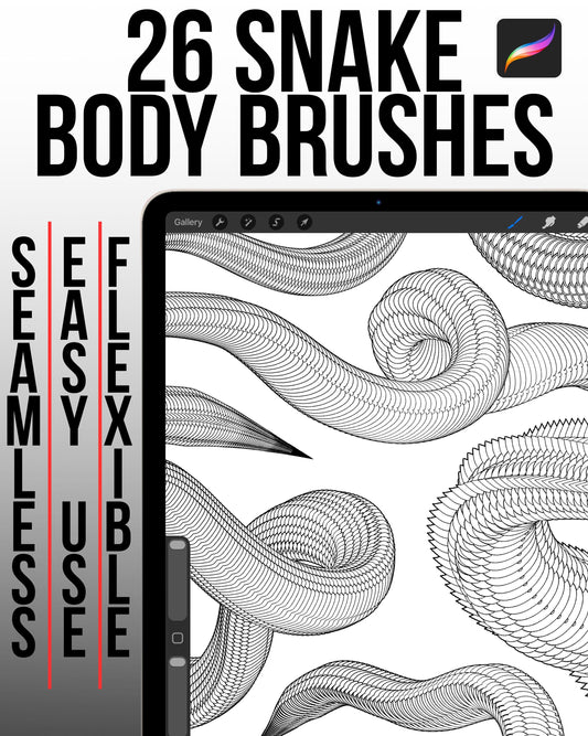 26 Snake & Dragon Procreate Brushes: Controlled and Free Flow Body Brushes