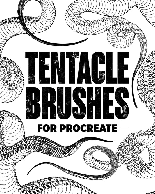 20 Tentacle Procreate Brushes – Locked Angle & Gesture Control Set for Dynamic Creature Designs