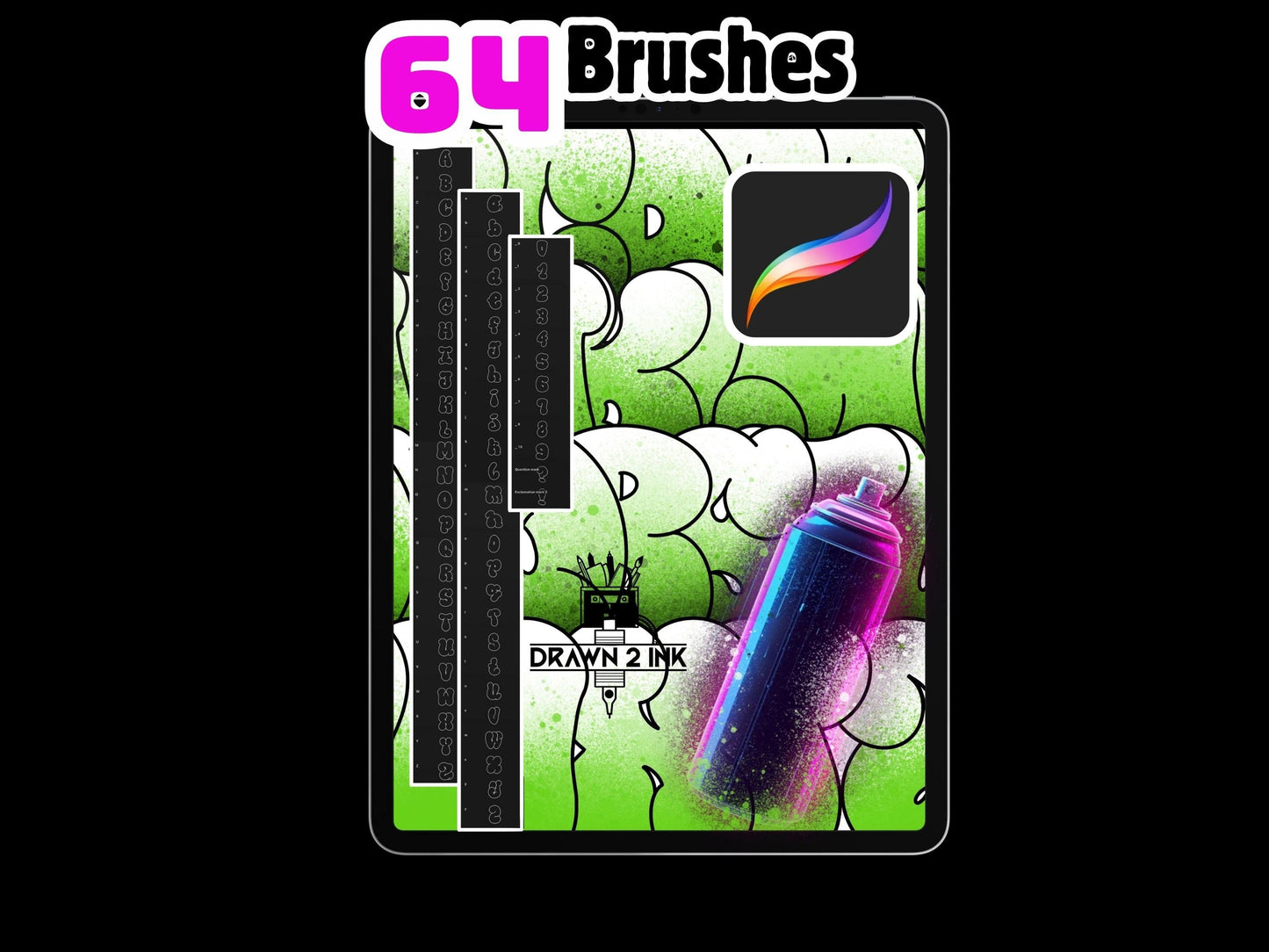 Graffiti Bubble Font & Procreate Stamps • Digital Lettering (TTF/OTF)