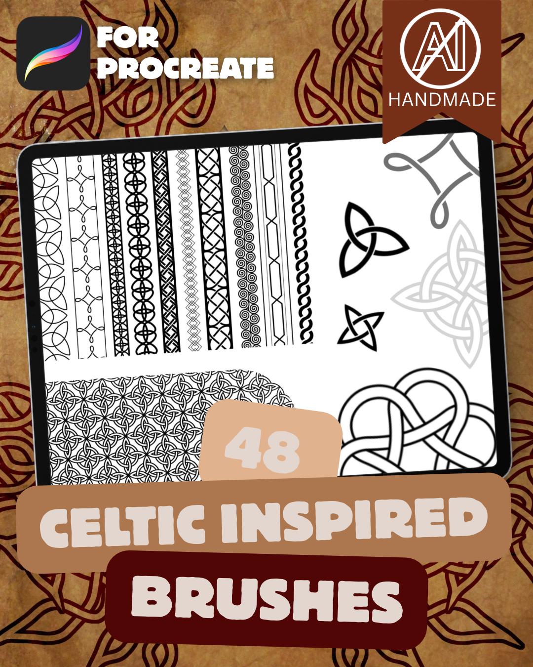 Celtic Procreate Brush Set – Knotwork, Tattoo & Illustration (48 Brushes)