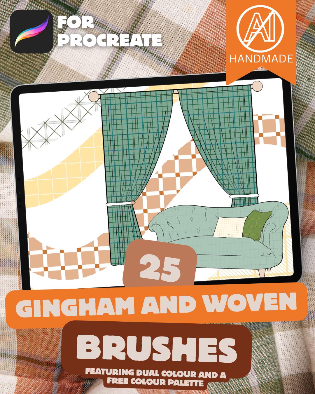 Fabric Pattern Brushes for Procreate | Seamless Gingham & Woven Textures