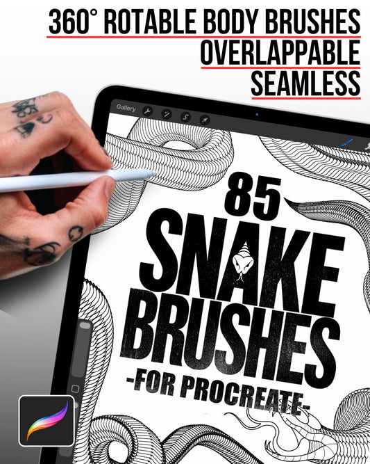 85 Snake Brushes for Procreate: Seamless, Overlap-able, Freeflow
